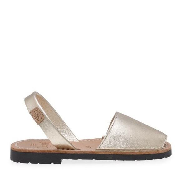 Castell Madona Gold Leather Classic Slingback Flat Sandals - Picture 1 of 10